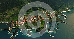 Aerial view of amazing small village Seixal in Madeira island in Atlantic ocean, Portugal