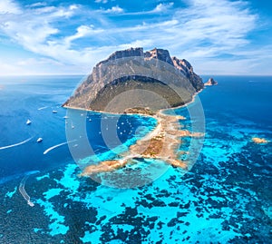 Aerial view of amazing Tavolara island in Sardinia, Italy