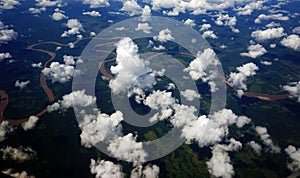 Aerial view of Amazon River, Peru