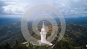 Aerial view of Ambuluwawa Tower in central Sri Lanka