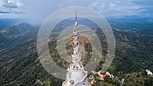 Aerial view of Ambuluwawa Tower in central Sri Lanka