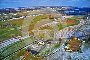 Aerial View of Amish Farmland in Pennsylvania