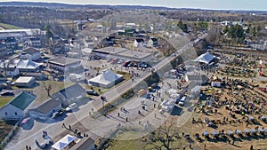 Aerial View of an Amish Mud Sale in Pennsylvania Selling Amish Products