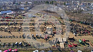 Aerial View of an Amish Mud Sale in Pennsylvania Selling Amish Products