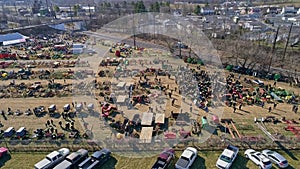 Aerial View of an Amish Mud Sale in Pennsylvania Selling Amish Products