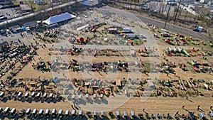 Aerial View of an Amish Mud Sale in Pennsylvania Selling Amish Products