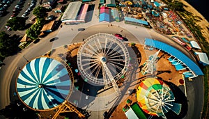 Aerial View Of Amusement Parks And Fairgrounds :Bird\'s Eye (Generative AI)