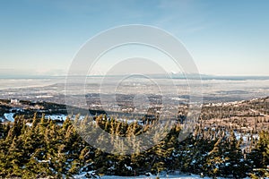 Aerial view of Anchorage from the Flattop mountain at winter