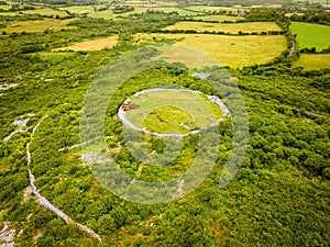 Aerial view of ancient celtic Stone RingFort remainings