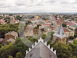 Aerial view of ancient Drohobych city, Ukraine