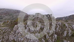 Aerial view of ancient fortress Kosmach Near Budva, Montenegro