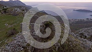 Aerial view of ancient fortress Kosmach Near Budva, Montenegro