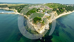 Aerial view of the Ancient Fortress at Saint Athanasius cape near town of Byala, Varna Region, Bulgaria