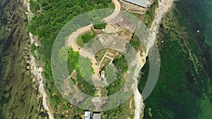 Aerial view of the Ancient Fortress at Saint Athanasius cape near town of Byala, Varna Region, Bulgaria