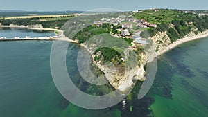 Aerial view of the Ancient Fortress at Saint Athanasius cape near town of Byala, Varna Region, Bulgaria
