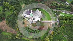 Aerial view of the ancient Olesko castle near Lviv, Ukraine