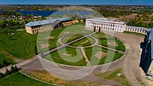 Aerial view of the ancient palace of Polish tycoons Potocki. photo