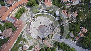 Aerial view of the ancient Roman theater in Plovdiv, Bulgaria