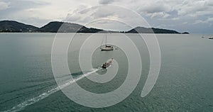 Aerial view of the Andaman sea from Patong beach in Phuket