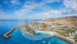 Aerial view with Anfi beach, Gran Canaria