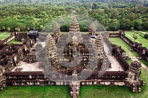 Angkor Wat Temple in Siem Reap, Cambodia, Aerial View photo