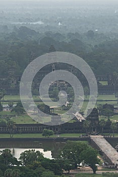 Aerial view of Angkor Wat among trees