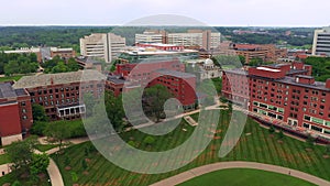 Aerial view of Ann Arbor city Michigan with Palmer field