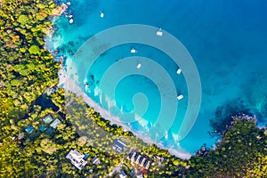 Aerial view of Anse Lazio beach, Praslin, Seychelles photo