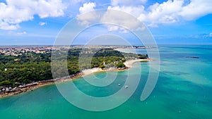 Aerial view of the Anse Rouge bay in Noirmoutier island