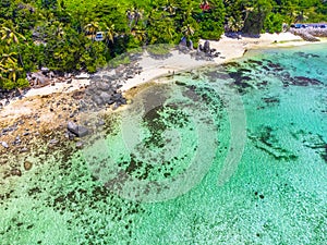 Aerial view of Anse Royale beach in Mahe island