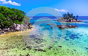 Aerial view of Anse Royale coral reef