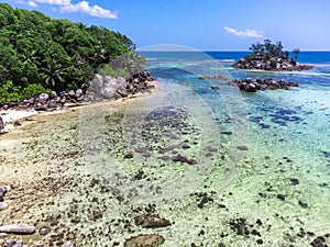 Aerial view of Anse Royale coral reef