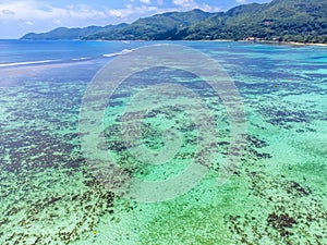 Aerial view of Anse Royale shore