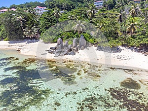 Aerial view of Anse Royale shoreline in Mahe island