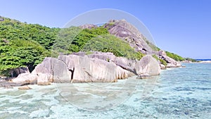 Aerial view of Anse Source D'argent in La Digue - Seychelles Isl