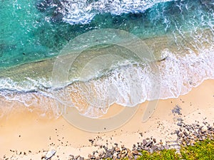 Aerial view of Anse Takamaka beach