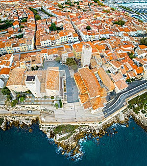 Aerial view of Antibes, a resort town between Cannes and Nice on the French Riviera