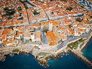 Aerial view of Antibes, a resort town between Cannes and Nice on the French Riviera