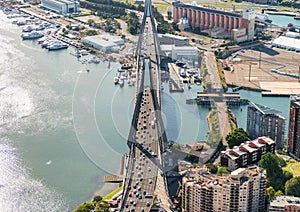 Aerial view of Anzac Bridge, Sydney