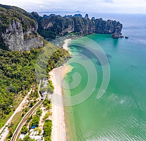 Aerial view of Ao Nang Beach in Krabi, Thailand