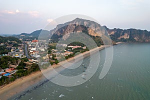 Aerial view of Ao Nang city and beach