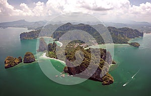 Aerial view Ao Phang Nga Bay at Krabi and Phuket in Thailand.