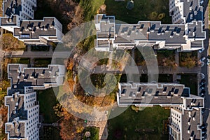 Aerial view of apartment building