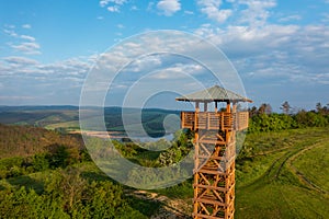 Aerial view about Apponyi lookout tower at Bataapati, Hungary