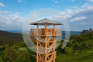 Aerial view about Apponyi lookout tower at Bataapati, Hungary