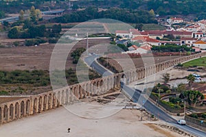 Aerial view of the aqueduct in Obidos village, Portug