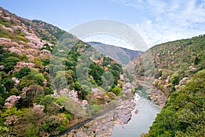 Aerial view of arashiyama, kyoto, japan photo