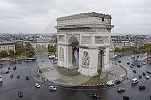 Aerial view of Arc de Triomphe, Paris