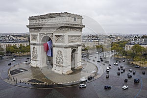 Aerial view of Arc de Triomphe, Paris