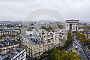 Aerial view of Arc de Triomphe, Paris